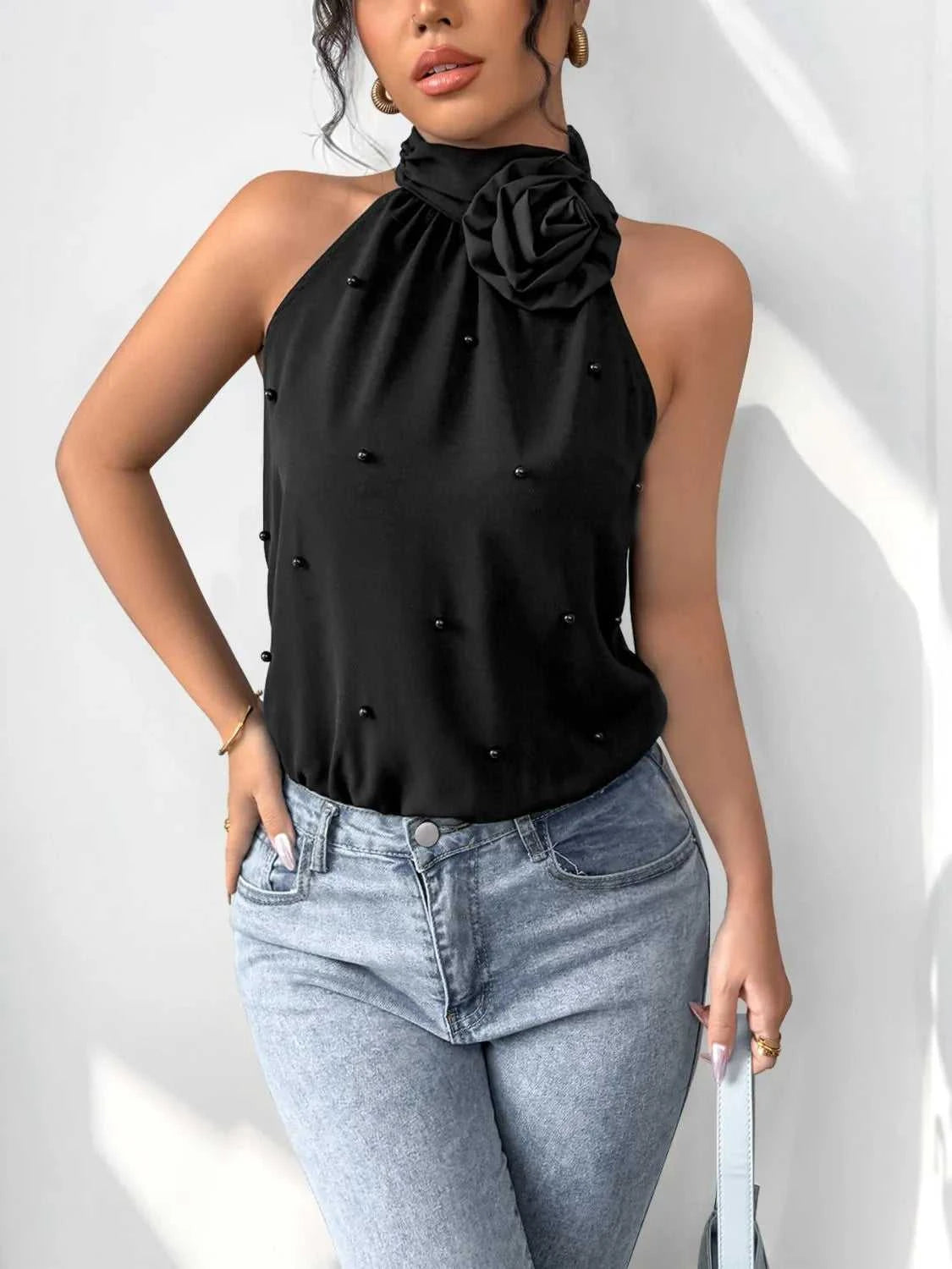 3D Flower Grecian Neck Bodysuit 100100320791100 25 Affordable Fashion Under $100 Jerry's Apparel 