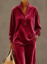 Full Size Half Button Top and Wide Leg Pants Set Plus Size 101001300812534 65 Affordable Fashion Under $100 Jerry's Apparel 