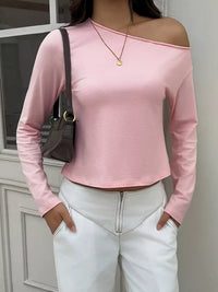 One-Shoulder Long Sleeve T-Shirt 101001260571131 35 Affordable Fashion Under $100 Jerry's Apparel 