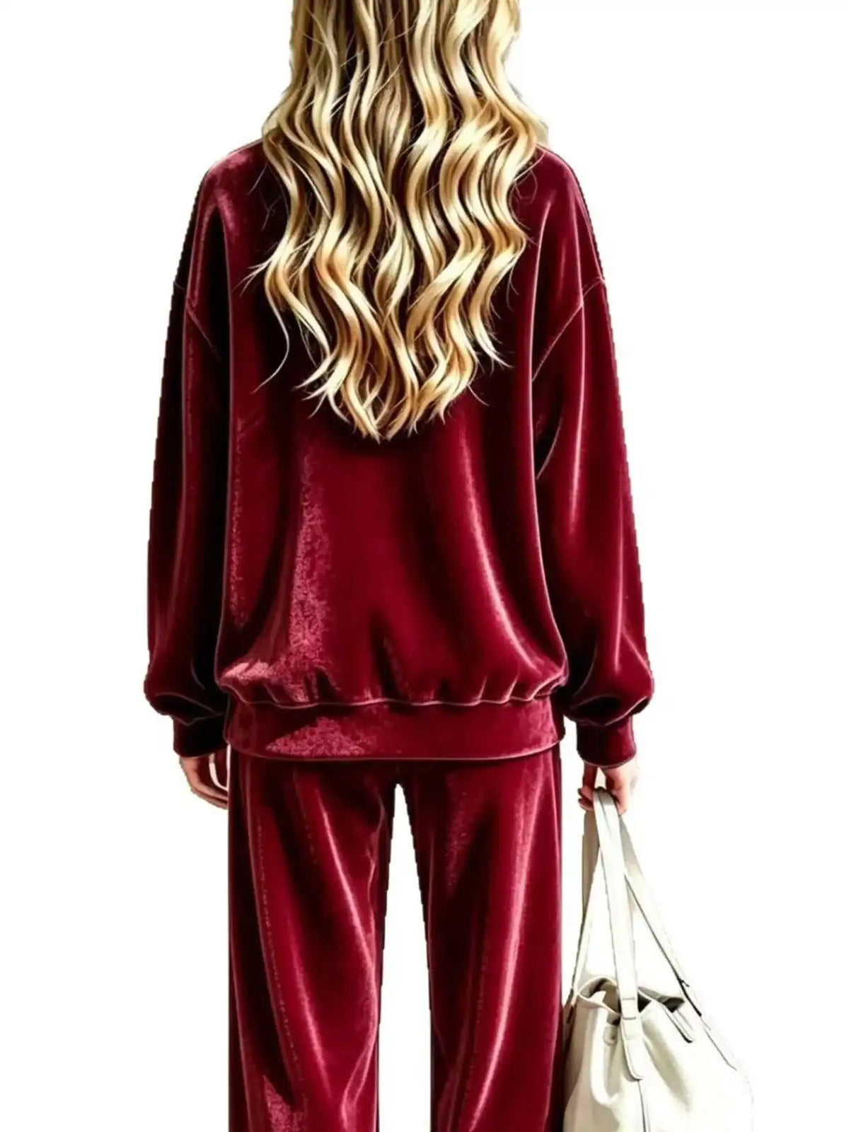 Full Size Dropped Shoulder Velvet Top and Wide Leg Pants Set Plus Size 101001605312710 62 Affordable Fashion Under $100 Jerry's Apparel 