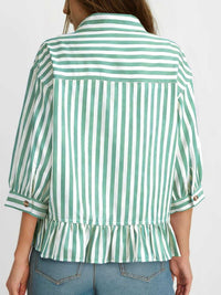 Striped Ruffle Hem Button-Down Shirt 100100634757459 44 Affordable Fashion Under $100 Jerry's Apparel 