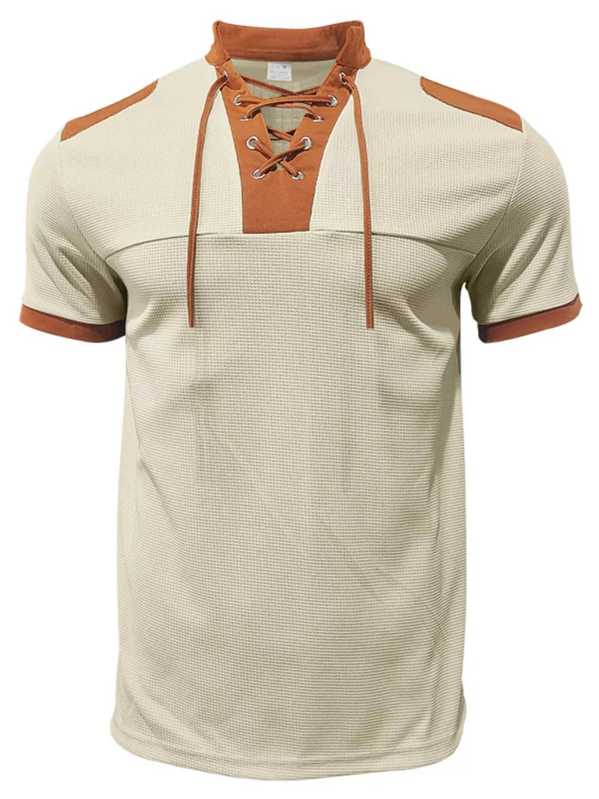Men's Full Size Lace-Up Neckline Short Sleeve T-Shirt Plus Size 100400842767999 25 Affordable Fashion Under $100 Jerry's Apparel 