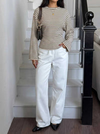 Striped Batwing Sleeve Crew Neck T-Shirt 101001135903926 41 Affordable Fashion Under $100 Jerry's Apparel 