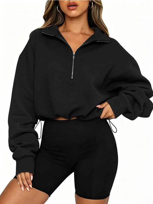 Half Zip Drawstring Hem Sweatshirt 101001873128896 51 Affordable Fashion Under $100 Jerry's Apparel 