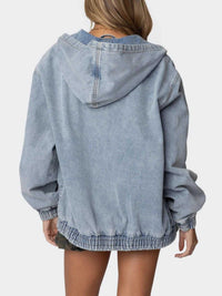 Hooded Oversized Zip Up Denim Jacket 100100161894266 77 Affordable Fashion Under $100 Jerry's Apparel 