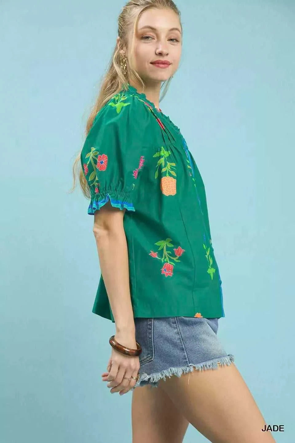 Umgee Petal Parade Print Button-Down Blouse 100100165881156 49 Affordable Fashion Under $100 Jerry's Apparel 