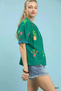 Umgee Petal Parade Print Button-Down Blouse 100100165881156 49 Affordable Fashion Under $100 Jerry's Apparel 