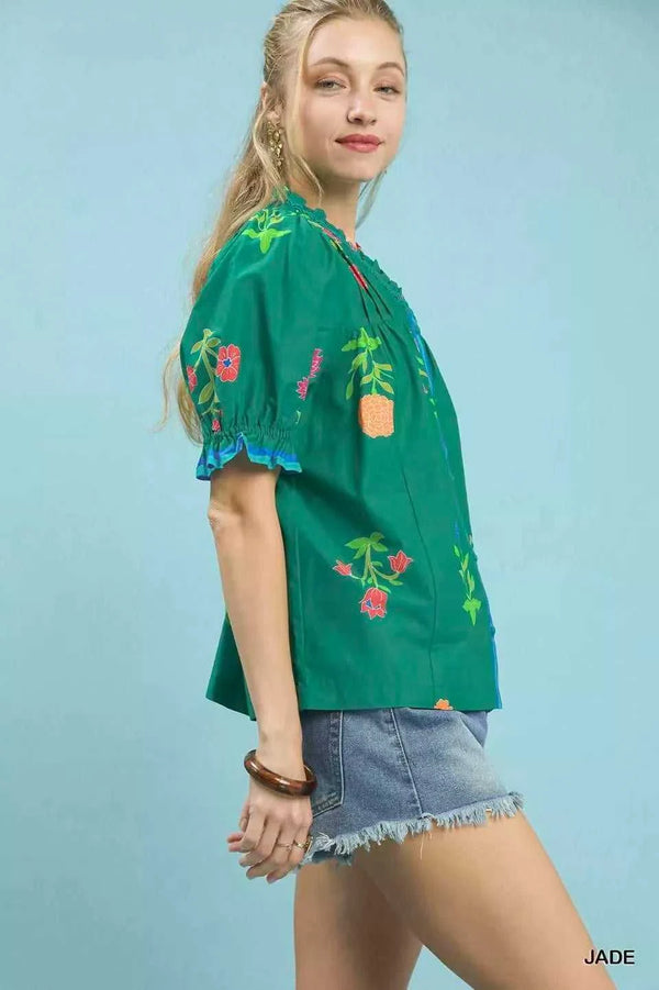 Umgee Petal Parade Print Button-Down Blouse 100100165881156 49 Affordable Fashion Under $100 Jerry's Apparel 