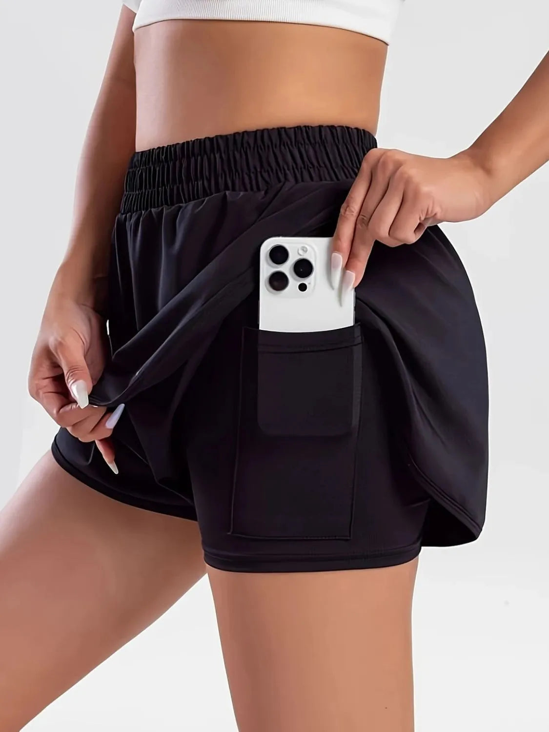 Pocketed High Waist Active Shorts