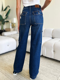 Full Size High Waist Straight Cargo Jeans