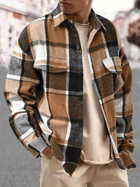 Men's Full Size Casual Plaid Button Up Shirt with Dual Chest Pockets Plus Size 100400070385240 42 Affordable Fashion Under $100 Jerry's Apparel 