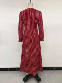 Square Neck Polka Dot Long Sleeve Maxi Dress 101001463928082 48 Affordable Fashion Under $100 Jerry's Apparel 
