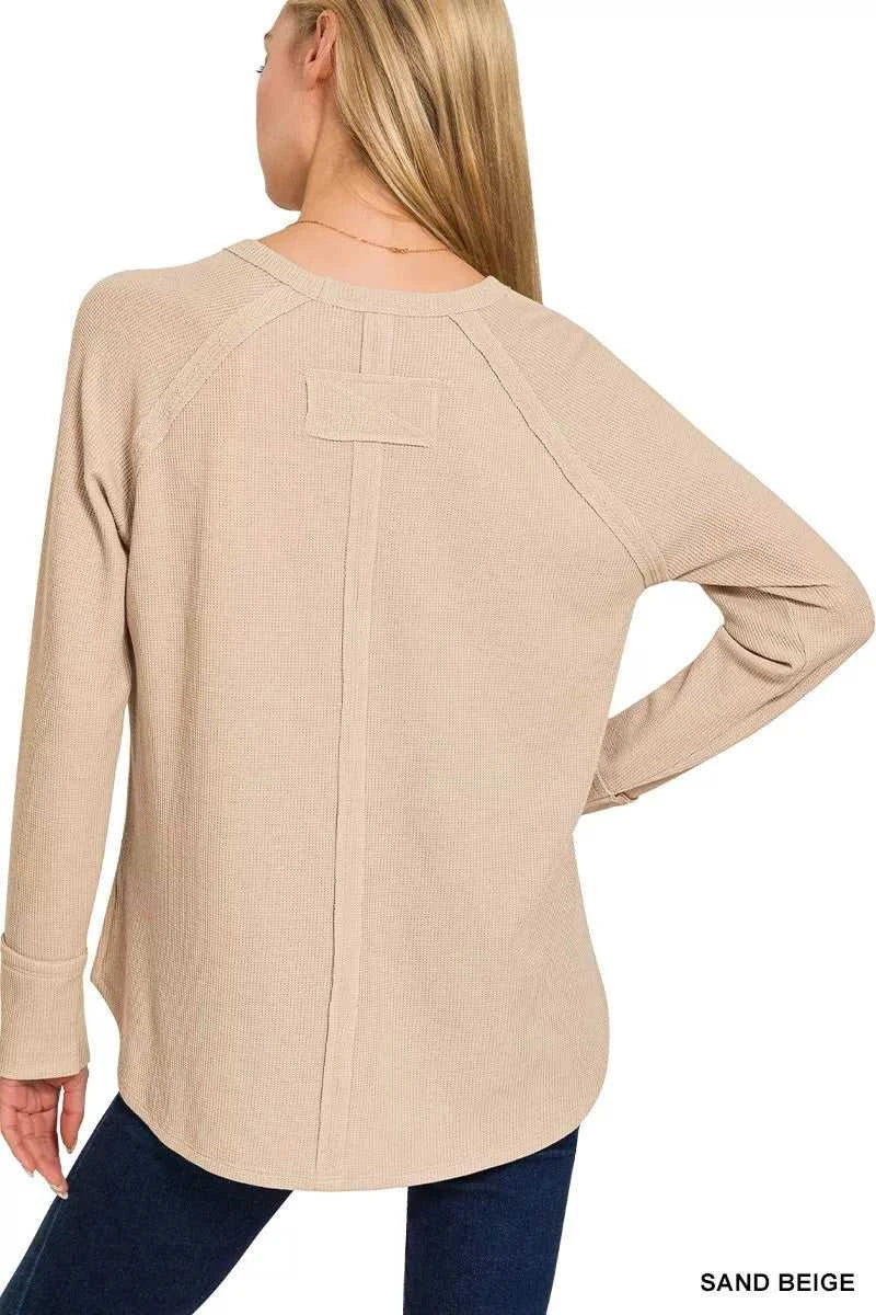 Zenana Baby Waffle Long Sleeve Top 100100257841725 21 Affordable Fashion Under $100 Jerry's Apparel 