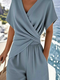 Full Size Twist-Front V-Neck Top and Pants Set Plus Size 100100106792287 49 Affordable Fashion Under $100 Jerry's Apparel 