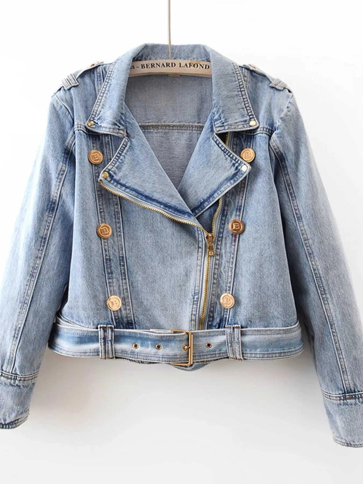 Asymmetrical Zip Denim Jacket 100100285490712 147 Women's Fall Clothing Jerry's Apparel 