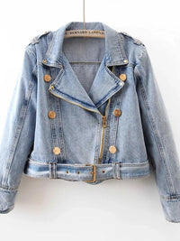 Asymmetrical Zip Denim Jacket 100100285490712 147 Women's Fall Clothing Jerry's Apparel 