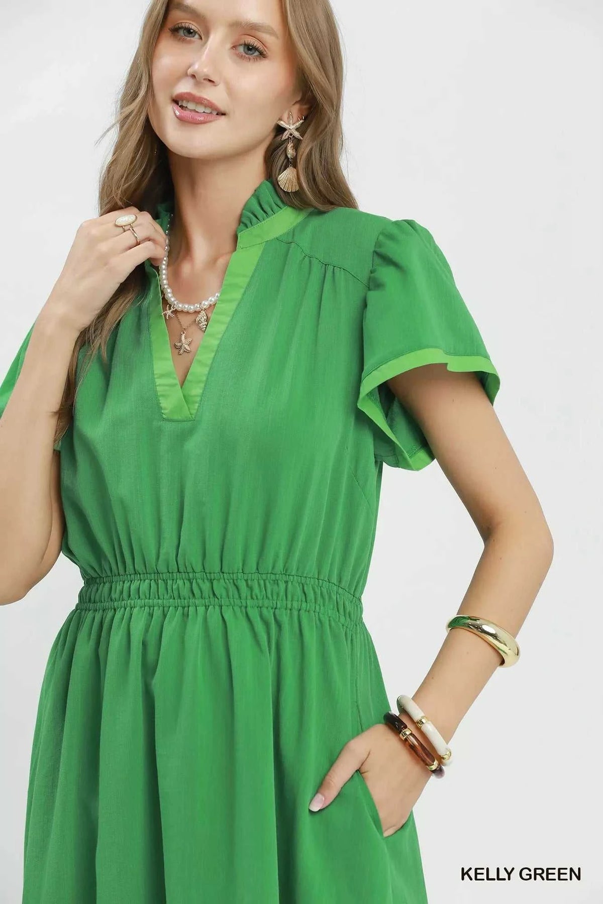 Umgee Contrast Trim Midi Dress with Tiered Ruffle Hem 100100945051791 64 Affordable Fashion Under $100 Jerry's Apparel 