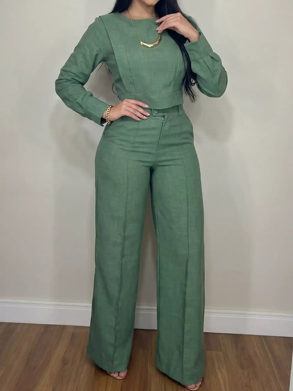Long-Sleeve Crop Top and Wide-Leg Pants Set 101001803574531 80 Affordable Fashion Under $100 Jerry's Apparel 