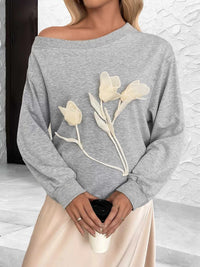Floral Applique Boat Neck Sweatshirt 100100438954415 36 Affordable Fashion Under $100 Jerry's Apparel 