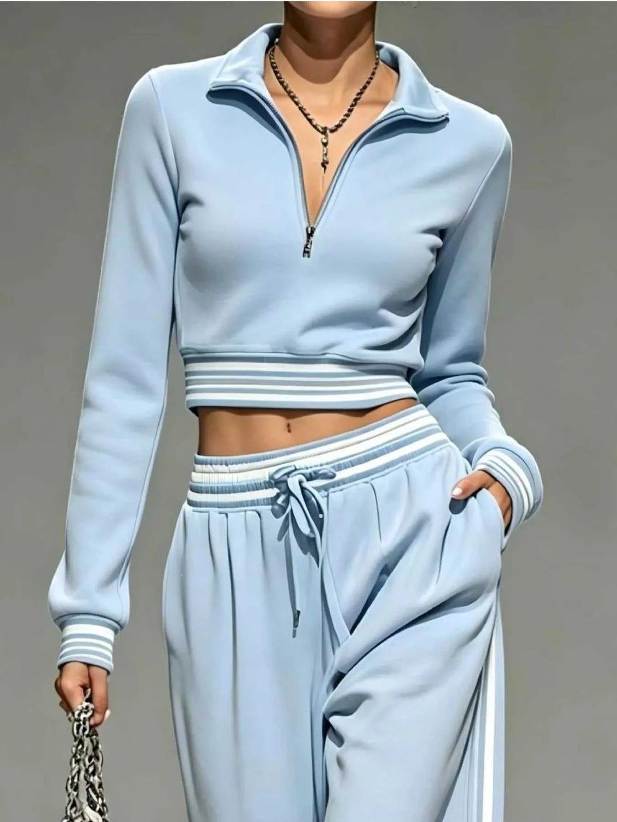 Full Size Half Zip Cropped Top and Pants Set Plus Size 101001454069686 52 Affordable Fashion Under $100 Jerry's Apparel 