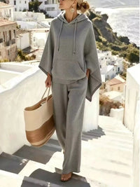 Hooded Poncho and Wide-Leg Pants Set 101001183094460 55 Women's Pants Set Gifts for Her Jerry's Apparel 