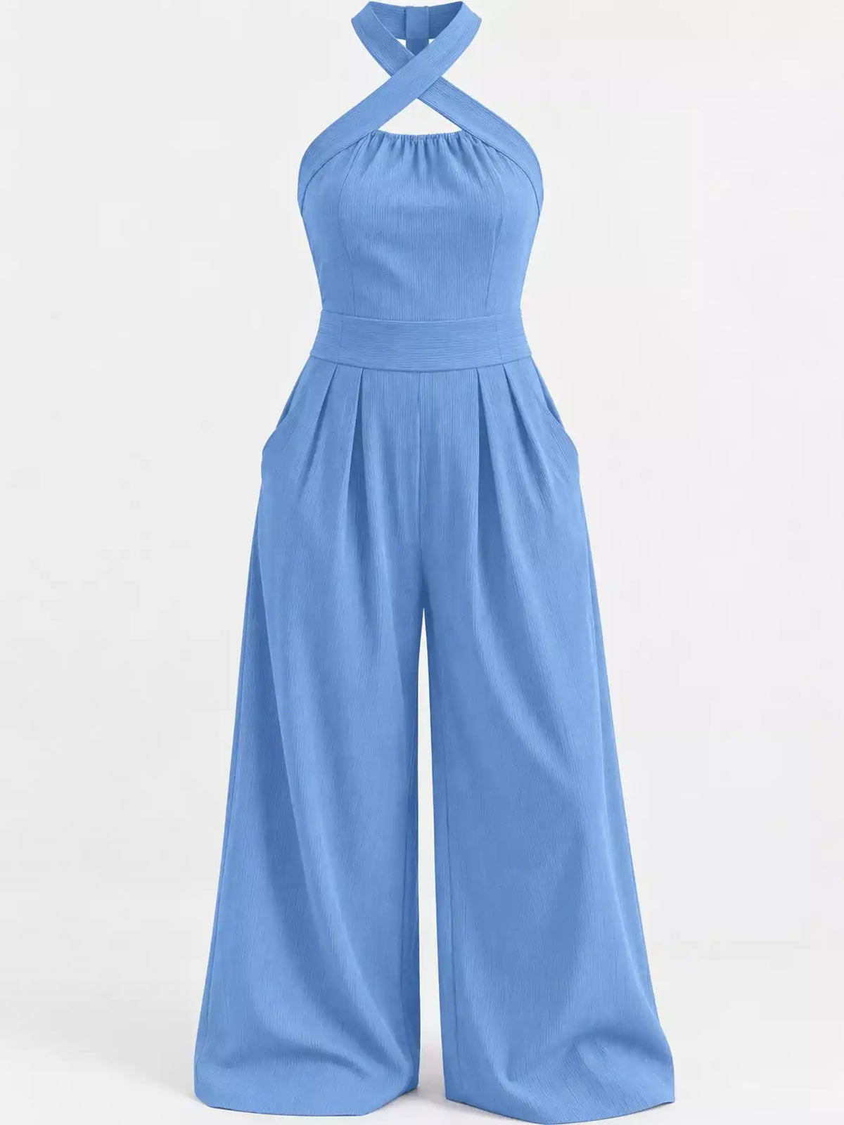Full Size Halter Neck Wide-Leg Jumpsuit Plus Size 101001857800379 54 Affordable Fashion Under $100 Jerry's Apparel 