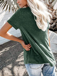 Full Size Notched Short Sleeve T-Shirt Plus Size