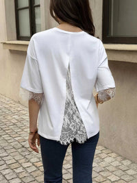 Lace Trimmed Casual T-Shirt 100100594745546 37 Affordable Fashion Under $100 Jerry's Apparel 