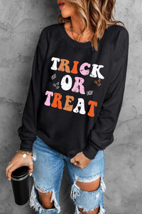 Letter Graphic Round Neck Long Sleeve Sweatshirt