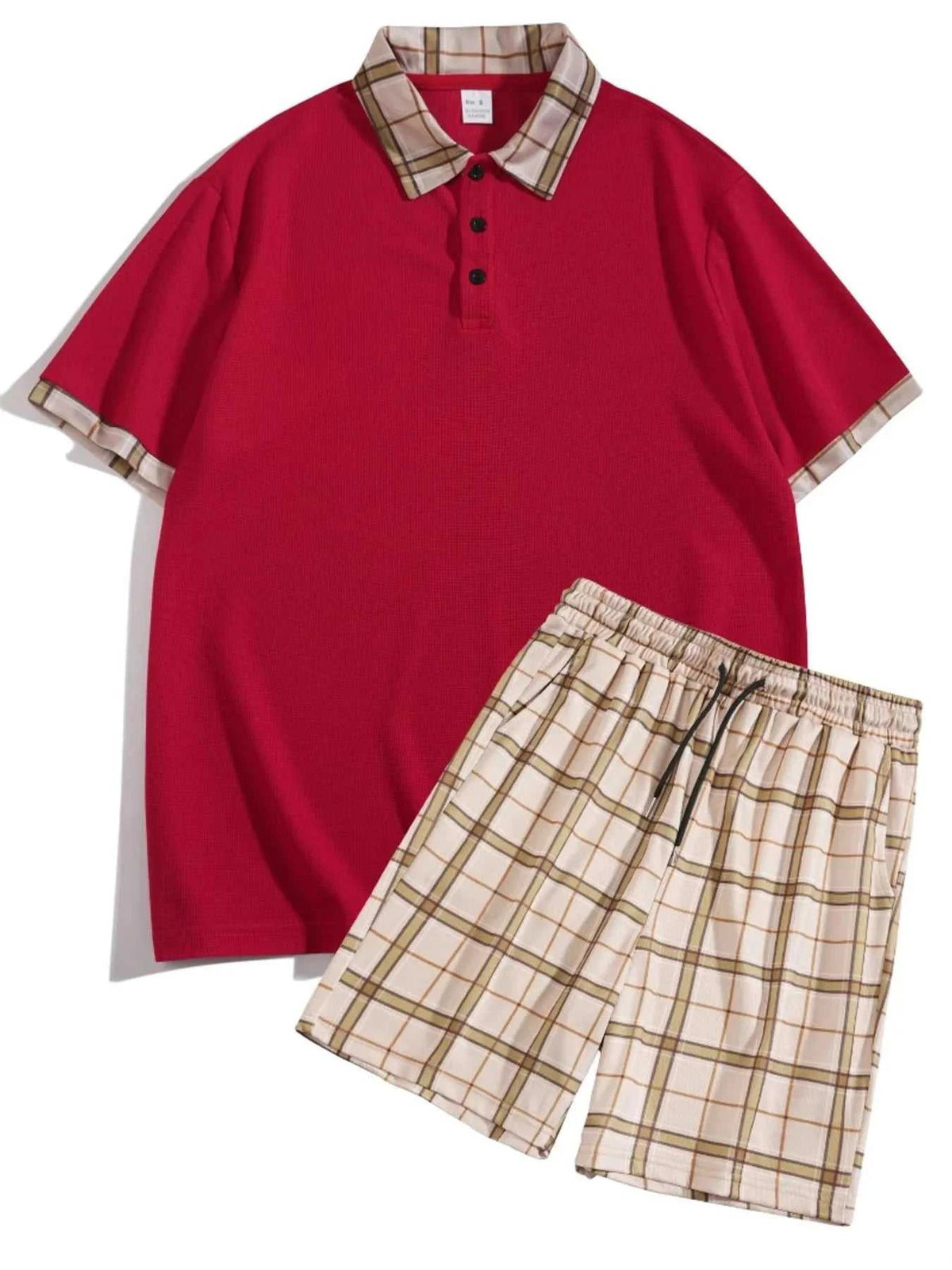 Men's Full Size Classic Plaid Collar Polo and Shorts Set Plus Size 100400703398952 57 Affordable Fashion Under $100 Jerry's Apparel 