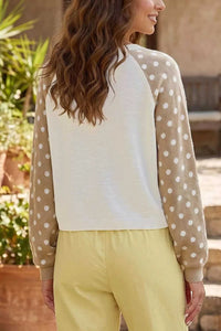 Polka Dot Contrast Long Sleeve Button V Neck Sweater 101002413925852 51 Affordable Fashion Under $100 Jerry's Apparel 