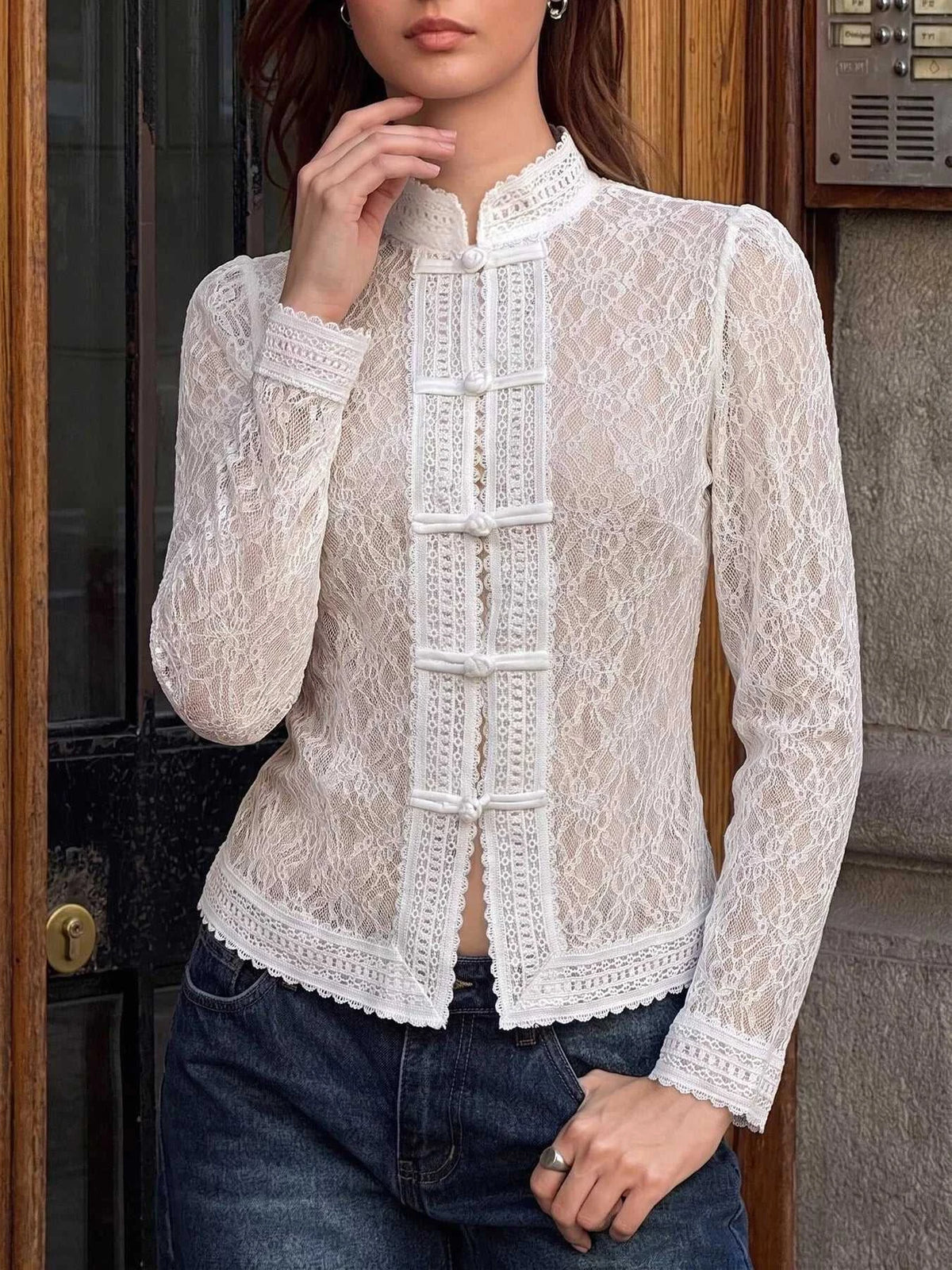 Lace Chinese Style Button Shirt 101001424924412 46 Affordable Fashion Under $100 Jerry's Apparel 
