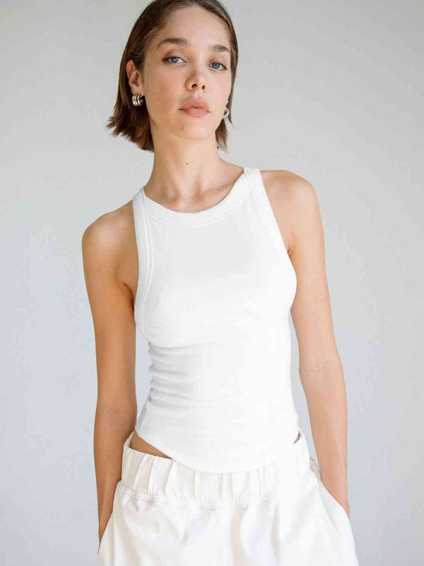 Halter Neck Ribbed Cropped Top – Trendy & Fitted Ribbed Tank for Women