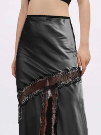 Lace Trim Asymmetrical Midi Skirt 100100647329706 101 Jerry's Apparel 