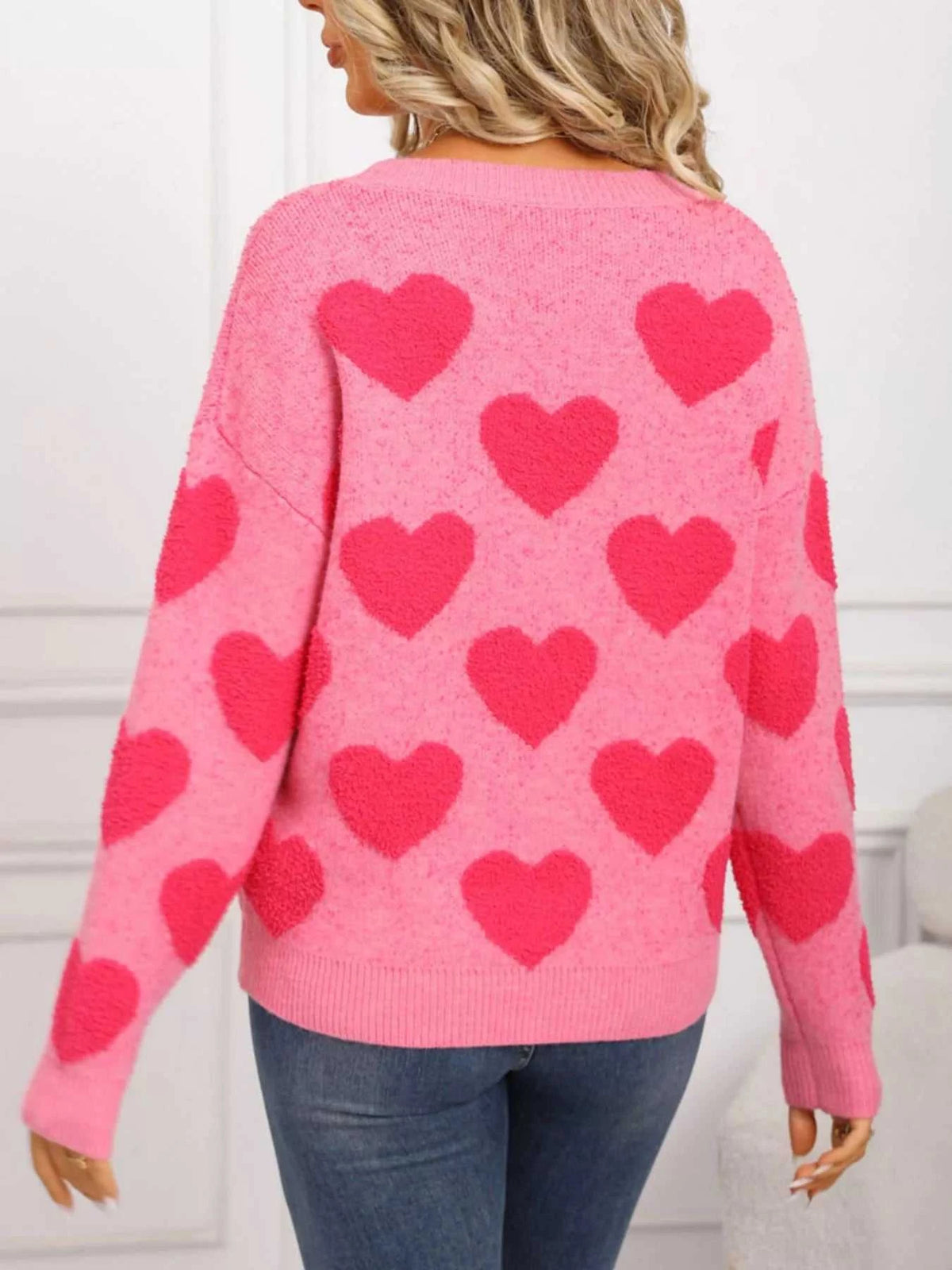 Valentine's Day Heart Pattern Round Neck Sweater 100100539364002 49 Affordable Fashion Under $100 Jerry's Apparel 