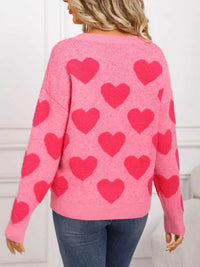 Valentine's Day Heart Pattern Round Neck Sweater 100100539364002 49 Affordable Fashion Under $100 Jerry's Apparel 
