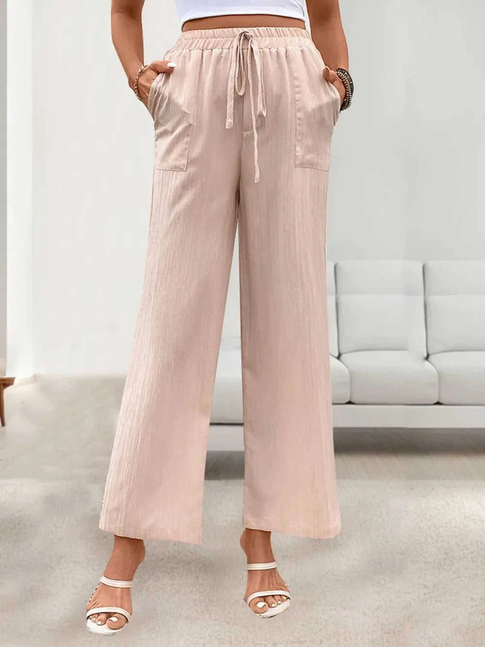 Perfee Tied Wide Leg Pants with Pockets 100100162111688 25 Affordable Fashion Under $100 Jerry's Apparel 