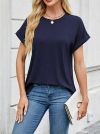 Casual Rolled Sleeve Solid Color T-Shirt 100100517201662 22 Affordable Fashion Under $100 Jerry's Apparel 