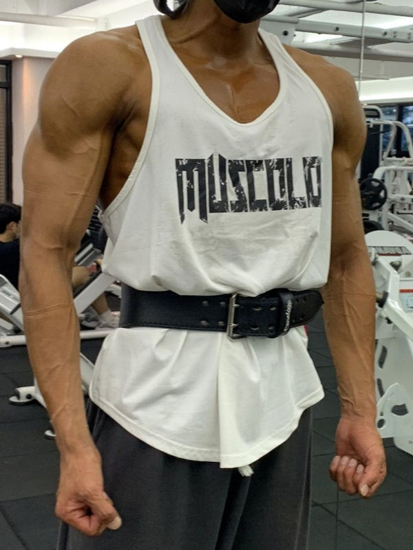 Men's Plus Size Letter Wide Strap Tank