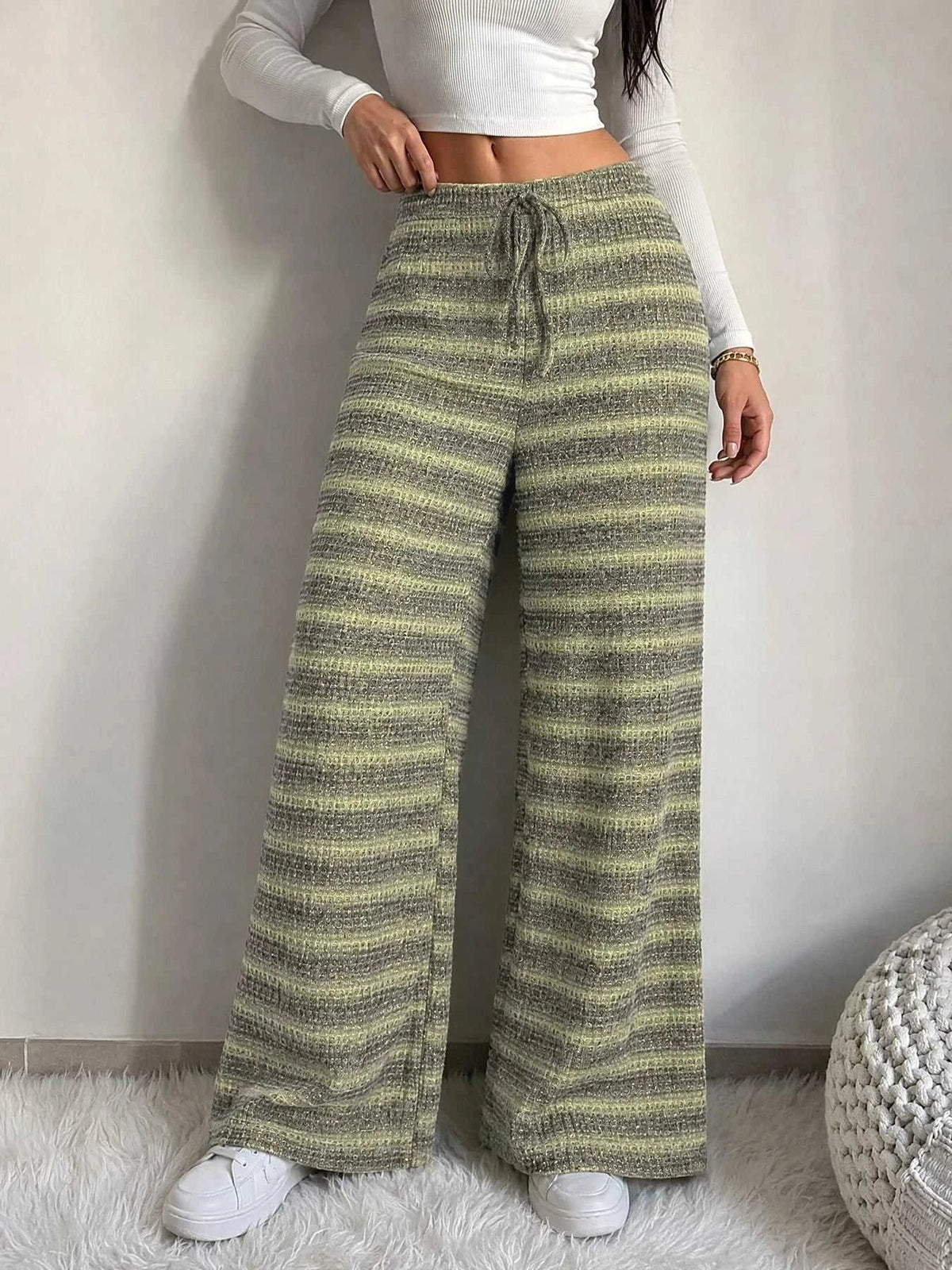 Striped Knit Wide-Leg Pants 100100141588956 35 Affordable Fashion Under $100 Jerry's Apparel 