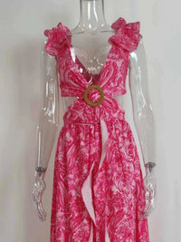 Full Size Ruffled Cutout V-Neck Maxi Dress Plus Size 100100023571871 43 Gifts for Her Jerry's Apparel 