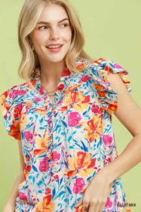 Umgee Smocked Yoke Ruffle Sleeve Floral Blouse 100100164031720 51 Affordable Fashion Under $100 Jerry's Apparel 