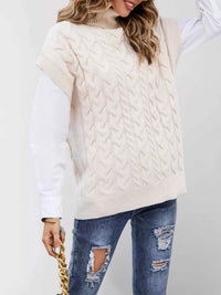 Chunky Knit Turtleneck Cap Sleeve Sweater 100100761483880 45 Jerry's Apparel 