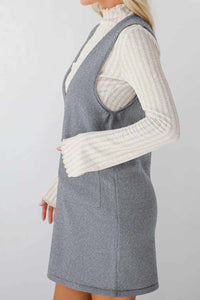 Lovelet Pocketed V-Neck Mini Sweater Overall Dress 100100741662145 42 Affordable Fashion Under $100 Jerry's Apparel 