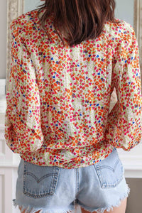 Printed Notched Long Sleeve Shirt