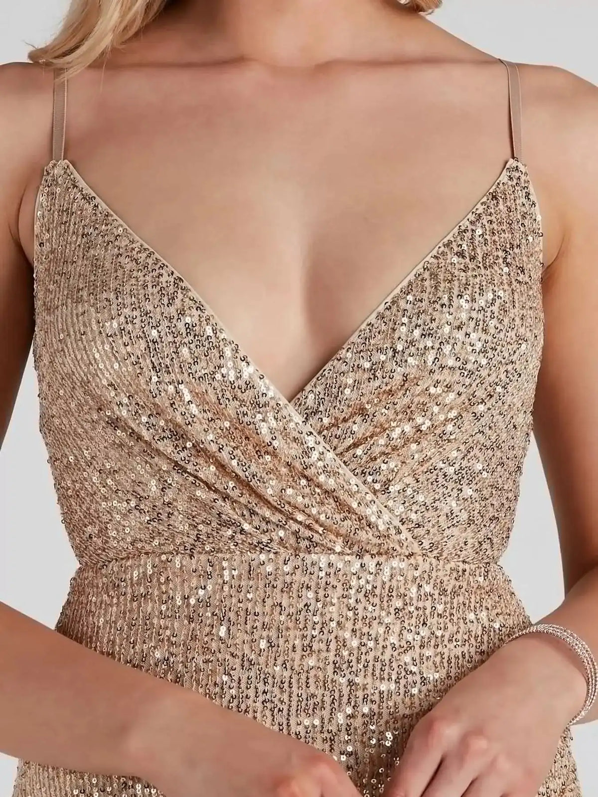 Sequin V-Neck Bodycon Mini Dress 101001903110889 45 Women's Dress Gifts for Her Jerry's Apparel 