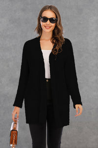 Angel Wings Pocketed Open Front Long Sleeve Cardigan