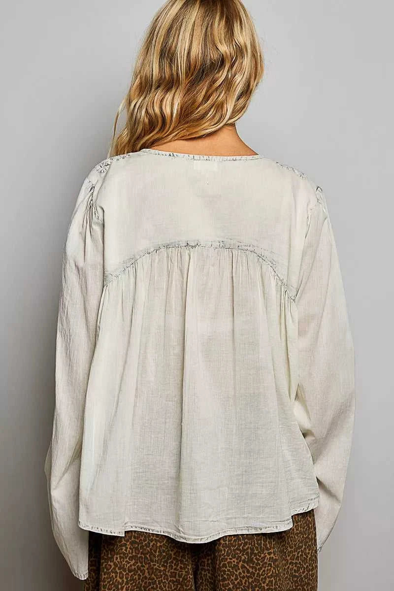 POL Embroidered Button Front Woven Shirt 100100573751599 59 Affordable Fashion Under $100 Jerry's Apparel 
