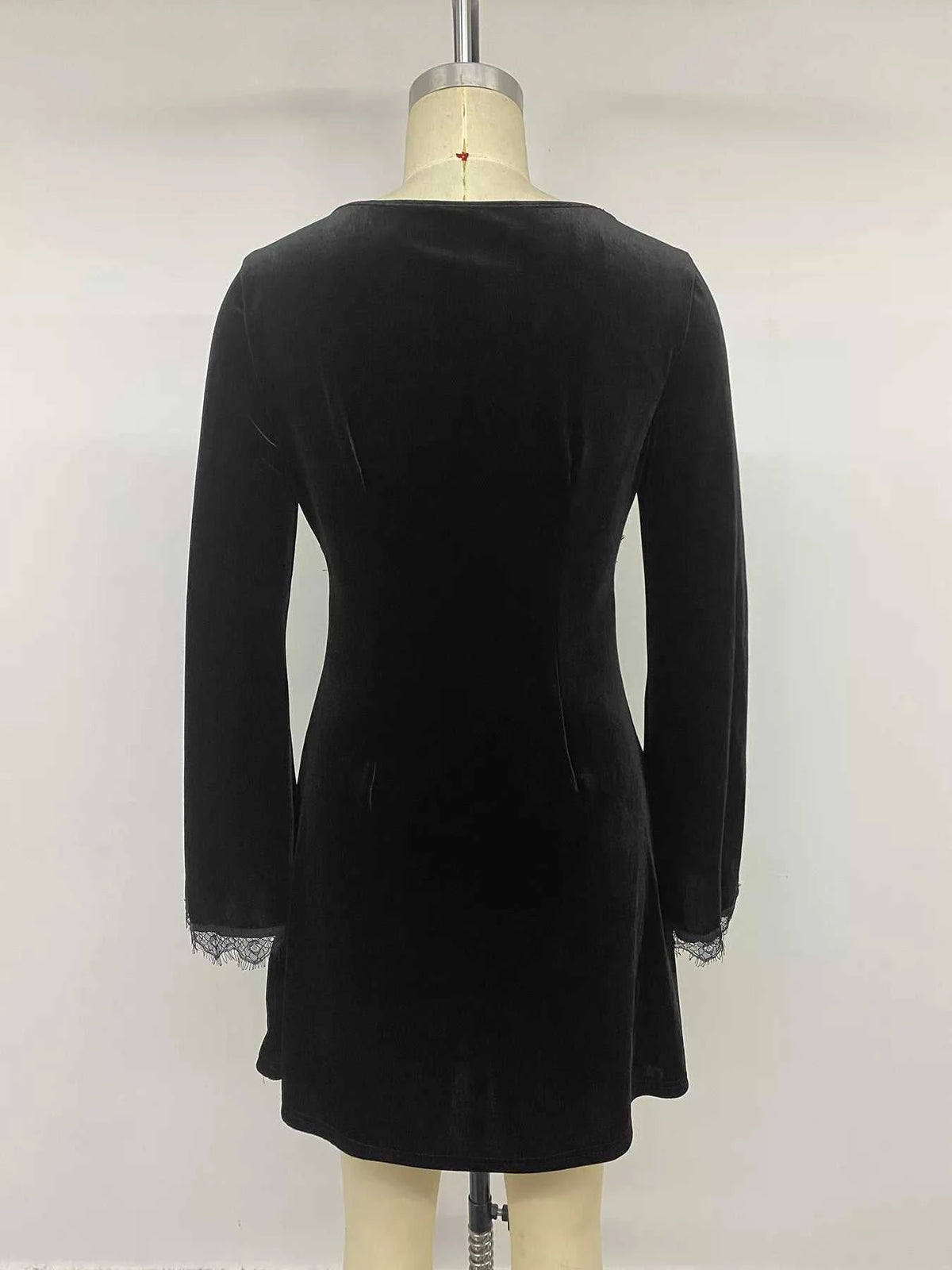 Velvet Lace Trim V-Neck Mini Dress 100100644247711 40 Affordable Fashion Under $100 Jerry's Apparel 