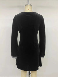Velvet Lace Trim V-Neck Mini Dress 100100644247711 40 Affordable Fashion Under $100 Jerry's Apparel 